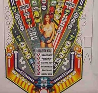 Image # 34636: Viper Night Drivin' Alternate Playfield Art 
(This unlaminated artwork is on a paper backing and measures approximately 24 inches by 47 inches. Its provenance is unconfirmed but appears to be from prior to production.)
