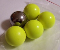 Image # 43559: Viper Night Drivin' Factory Glo-Balls 
(A conventional pinball is shown for comparison.)