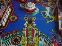 Image # 28200: Capt. Fantastic and The Brown Dirt Cowboy Orange Star Inserts - Middle Playfield 
(This playfield has orange star inserts, instead of the usual green ones. Game is serial number 3040.)