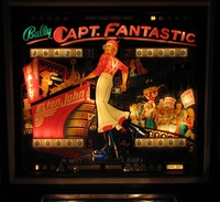 Image # 71926: Capt. Fantastic and The Brown Dirt Cowboy Illuminated Backglass (with stars) 
(Serial number 16629.)