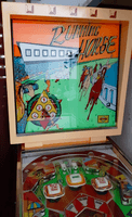 Image # 74342: Running Horse Backglass 
(The cabinet has been repainted. The game in the flyer used white rubber rings.)