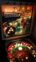 Image # 74343: Running Horse Illuminated Backglass 
(The cabinet has been repainted. The game in the flyer used white rubber rings.)