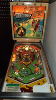 Image # 74348: Running Horse Illuminated Front View 
(The slingshot plastics and the center plastic are reproduction. The cabinet and the apron have both been repainted. The game in the flyer used white rubber rings.)