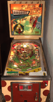 Image # 74349: Running Horse Illuminated Front View 
(The slingshot plastics and the center plastic are reproduction. The cabinet, coin door, and the apron have all been repainted. The game in the flyer used white rubber rings.)