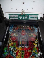 Image # 47197: Iron Balls Upper Playfield 
(The six drop targets at the very top of the playfield are all in the down position.)