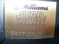 Image # 38795: Star Wars Episode I Later Production Game - Serial Number Plaque 
(Plaque serial number 5027 of 5100.)
