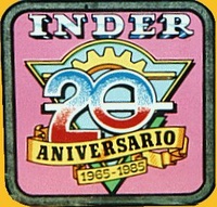 Image # 15856: Brave Team Anniversary Logo from Backglass 
(Inder the company was formed in 1965, and the logo reflects this. However, their earliest pinball game for which we have knowledge was made in 1970.)