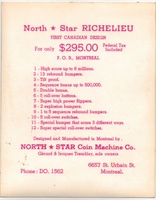 Image # 53442: Richelieu Promotional Card - Back 
(Made of card stock measuring approximately 4 by 6 inches. This was given to potential buyers.)