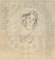 Image # 56525: Carnival Original Backglass Artwork 
(Artist is Lester Hilbrich.Pencil on art paper.Dimensions are unavailable.)
