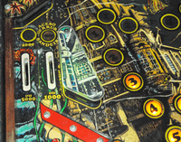 Image # 76607: Shark Illuminated Playfield - Detail 
(The red plastic is not original to this game.)