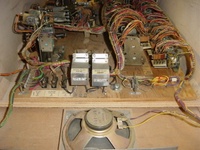 Image # 55546: Close Encounters of the Third Kind Sample Game - Inside Cabinet 
(The unused jack to the right of the Total Play meters is for a chime unit. Serial number 01104 S.)