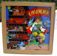 Image # 39520: Cavalier Promo Backglass 
(This manufacturer's promotional item is made of plexiglas with score numbers faked in.)