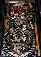 Image # 52063: Centaur Playfield 
(The two red posts in each outlane are missing their rubber rings. The top ring can bounce a draining ball into the flipper return lane.)