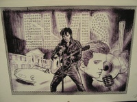 Image # 23852: Elvis� Original Translite Artwork 
(Photographed at Chicago Pinball Expo 2004.)