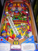 Image # 40438: Circus Playfield 
(The pop bumper caps do not match the game in the flyer and might not be original to this game.)