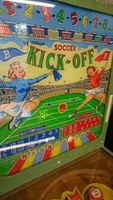 Image # 72090: Soccer Kick-Off Backglass 
(This game is not in its original factory woodrail cabinet.)