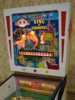 Image # 34666: King of Diamonds Stern Prototype - Illuminated Backglass 
(Photographed at Chicago Pinball Expo 2006.)