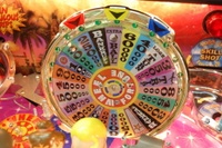 Image # 36236: Wheel Of Fortune Early Production on Assembly Line 
(Images 36235 through 36269 show one of the first ten or so games being assembled at the factory. Some playfield parts may have not yet been installed on this playfield.)