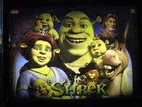 Image # 37807: Shrek� Sample Game - Illuminated Backglass 
(Serial number E 216298.)