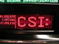 Image # 39501: CSI Export Game With LED Display 
(This DMD was manufactured by Stern and is viewed through red plastic. Exported to Europe.)