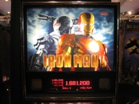 Image # 44114: Iron Man Sample Game - Illuminated Backglass 
(Serial number E 225185.)