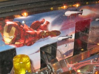 Image # 44127: Iron Man Sample Game - Playfield - Detail 
(Serial number E 225185.)