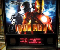 Image # 45174: Iron Man Illuminated Backglass 
(Serial number E 225266.)
