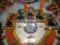 Image # 44123: Iron Man Sample Game - Playfield - Detail 
(Serial number E 225185.)