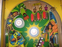Image # 54058: Fantastic World Upper Playfield 
(This manufacturer equipped its games with white rubber rings.)