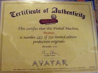 Image # 48895: James Cameron�s Avatar (Limited Edition) Certificate of Authenticity 
(Number 227 of 250.)