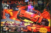 Image # 60262: Corvette Illuminated Backglass 
(In the lower right corner is a  gold tag marking this game as 'sold.')