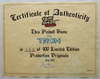 Image # 52755: Disney TRON Legacy (Limited Edition) Certificate Of Authenticity 
(Limited Edition number 130 of 400.)