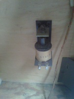 Image # 49653: Cosmos Inside German Cabinet - Knocker Not Wired 
(No factory wiring was evident for the knocker, yet solder is evident on the terminals. Serial number 1638.)