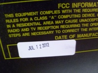 Image # 55830: X-Men Wolverine LE Date of Manufacture 
(Each game cabinet has its own dated sticker. Serial number 235748.)