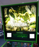 Image # 66027: The Avengers Hulk (Limited Edition) Illuminated Backglass 
(The after-factory speakers have been removed from this image. Serial number 238469.)
