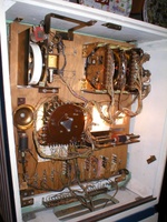 Image # 20188: Cross Town Inside Backbox 
(The ones bell is missing from this backbox. It would be mounted to the underside of the 0-9 unit which is located to the right of the tens bell shown here.)