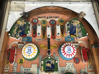 Image # 78452: Cross Town Sample Game - Upper Playfield 
(A thin polycarbonate sheet has been placed on this playfield to protect it from further wear. Serial number 01017 S.)