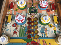 Image # 78453: Cross Town Sample Game - Middle Playfield 
(A thin polycarbonate sheet has been placed on this playfield to protect it from further wear. Serial number 01017 S.)