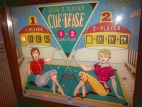 Image # 61330: Cue-Tease Illuminated Backglass 
(This cabinet has been repainted but is included to show its other features.)