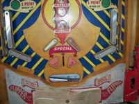 Image # 39867: Cyclone Lower Playfield 
(The game flyer shows that both flippers are supposed to be white. Serial number 053123C.)