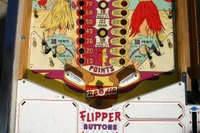 Image # 40965: Aloha Stripped Lower Playfield 
(The manufacturer did not design the playfield with a post between the flippers. The post shown here was added later.)