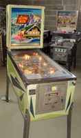 Image # 49933: Alpine Club Cabinet - Front View 
(The two white posts below the flippers were added after the game left the factory. Serial number 22236.)