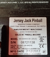 Image # 73331: Dialed In! (Limited Edition) Model Number and Serial Number 
(Serial number 08721138.)