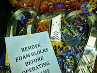 Image # 73134: Iron Maiden Legacy Of The Beast (Pro) Upper Playfield - Transport Foam 
(Serial number E277371.)