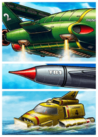 Image # 74593: Thunderbirds Original Cabinet Artwork - Detail 
(Artist is Federico Barbato.Hand drawn digital painting.Full cabinet side dimensions 52 3/4 inches by 25 13/64 inches.)
