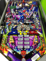 Image # 75213: Tokyo Perfect Drift Playfield 
(This image shows the game being assembled. The flippers and pop bumper caps have not yet been installed. The spinning target is missing its artwork.)