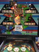 Image # 63063: Dipsy Doodle Early Production Backglass - 4-digit Scores 
(The lower cabinet displays point scoring for a 5-digit scoring game.)