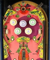 Image # 48551: Doodle Bug Upper Early Production Playfield 
(The pop bumper caps are not original to this game. Serial number 65420.)