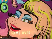 Image # 48550: Doodle Bug Early Production Backglass - Game Over 
(Serial number 65420.)