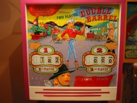 Image # 21556: Double Barrel Backglass 
(This backbox has been repainted.)
